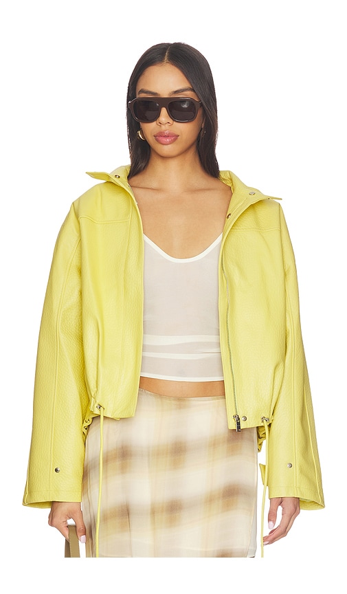  Aexae Leather Pebble Utility Jacket In Yellow. Size Xs. Also In S, M, L. 