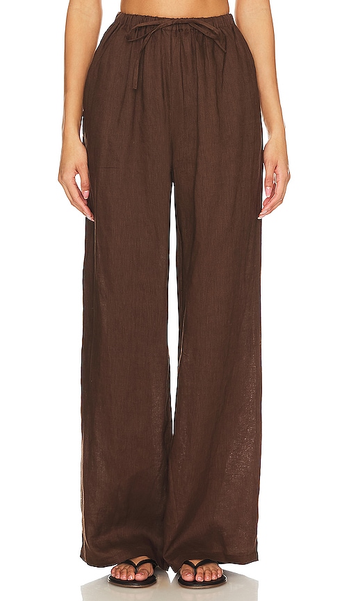 Aexae Linen Drawstring Trouser In Brown
