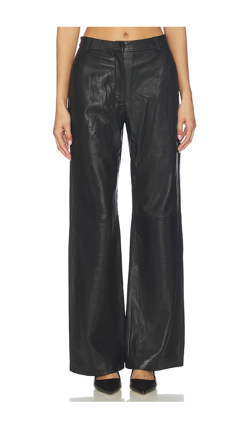 Aexae Leather Pebble Straight Leg Pant In Black