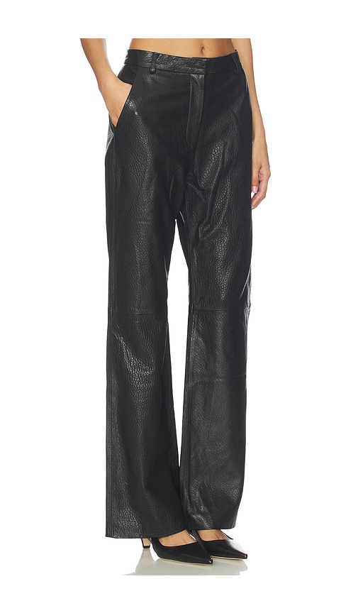 Aexae Leather Pebble Straight Leg Pant In Black