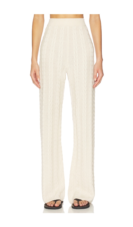 Aexae Cashmere Cable Straight Leg Pant In White