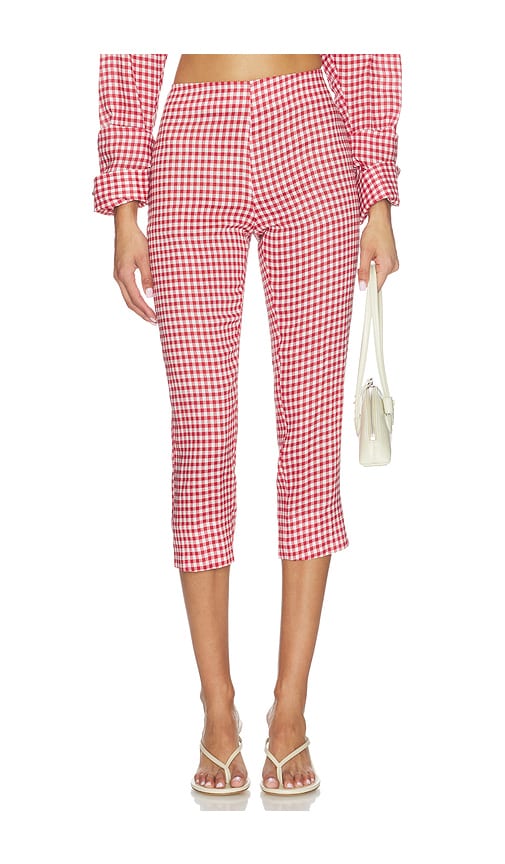 Linen Capri Pant in Red. - size S (also in M, L)
