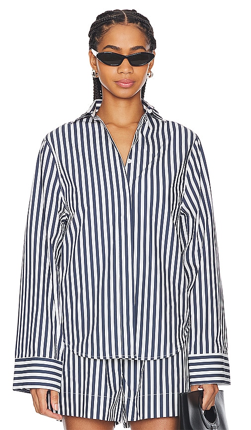 Shop Aexae Button Up Shirt In 条纹