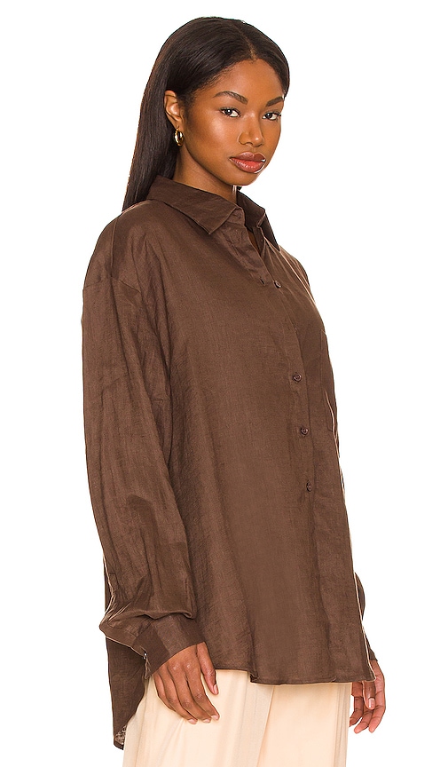 Shop Aexae Linen Woven Shirt In Brown