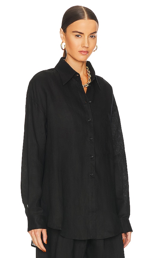 Shop Aexae Linen Woven Shirt In Black