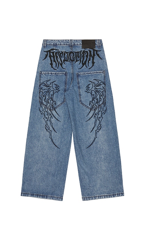 Affliction Tribal & Wings Extra Wide Jeans In Blue
