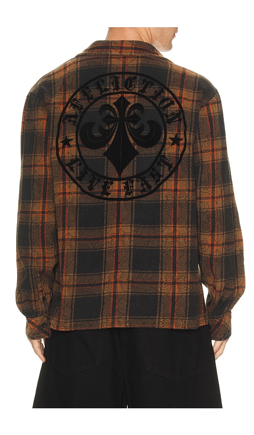 Live Fast Flannel Shirt in Black,Brown. - size XL/1X (also in S, M, L)