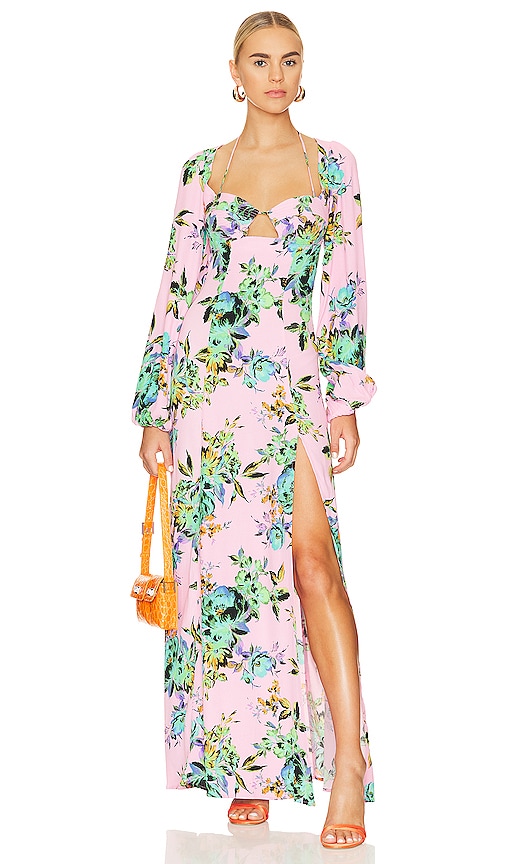 Afrm Mariah Maxi Dress In Candy Pink Bouquet