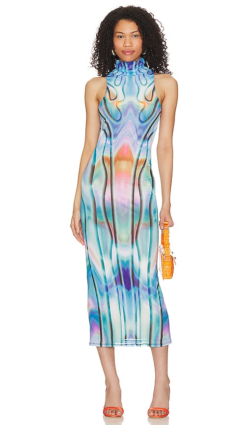 Afrm X Revolve Serenity Maxi Dress In Cyber Blue Metaverse