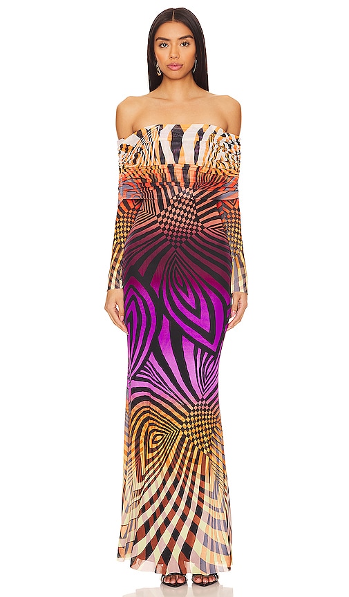 AFRM Thelma Maxi Dress in Linear Abstract