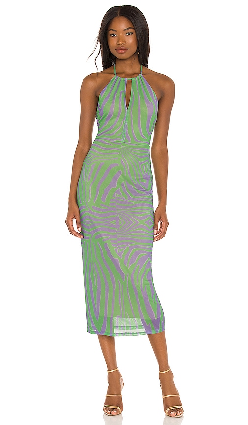 AFRM Zebra Dress in Green Purple Zebra REVOLVE