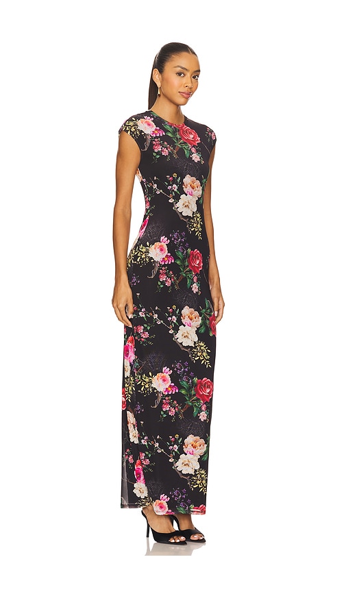Afrm Cody Print Mesh Dress In Black