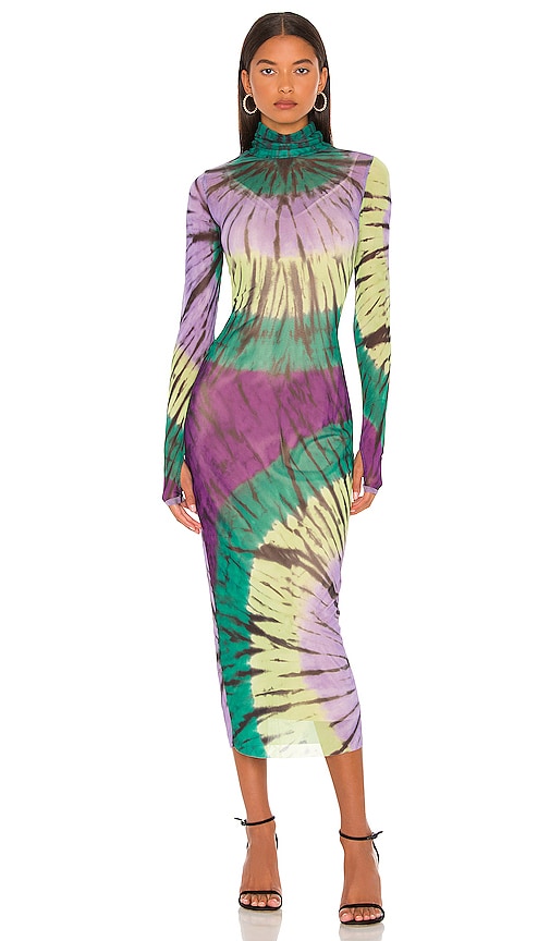AFRM Shailene Dress in Green Halo Tie Dye