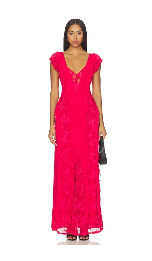 Trista Ruffle Dress by AFRM in Kiss Red