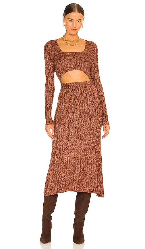 afrm skye midi dress Skye Cutout Ribbed-Knit Midi, Dress In Marled