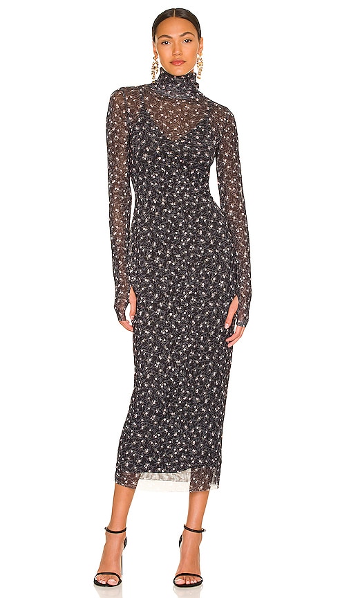 AFRM Shailene Dress in Noir Blossom 