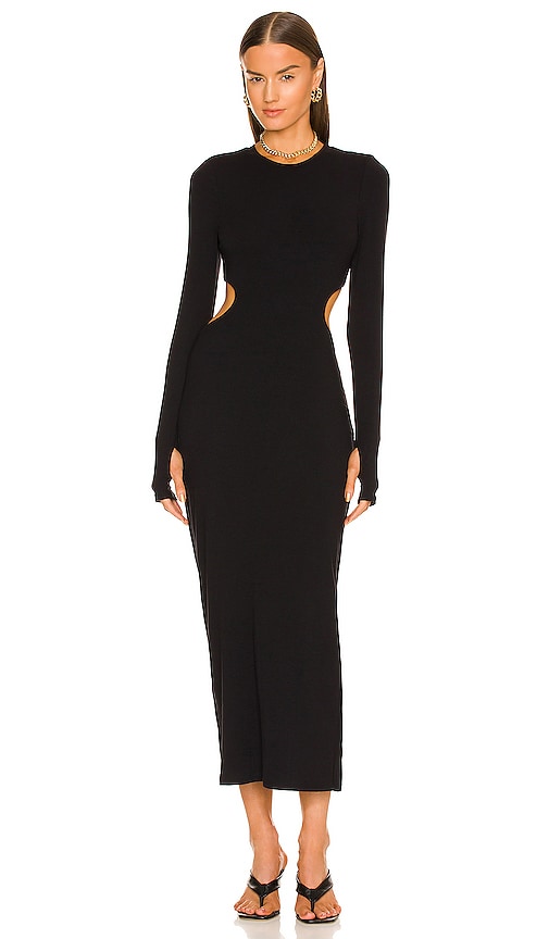 AFRM Ella Midi Dress in Noir | REVOLVE