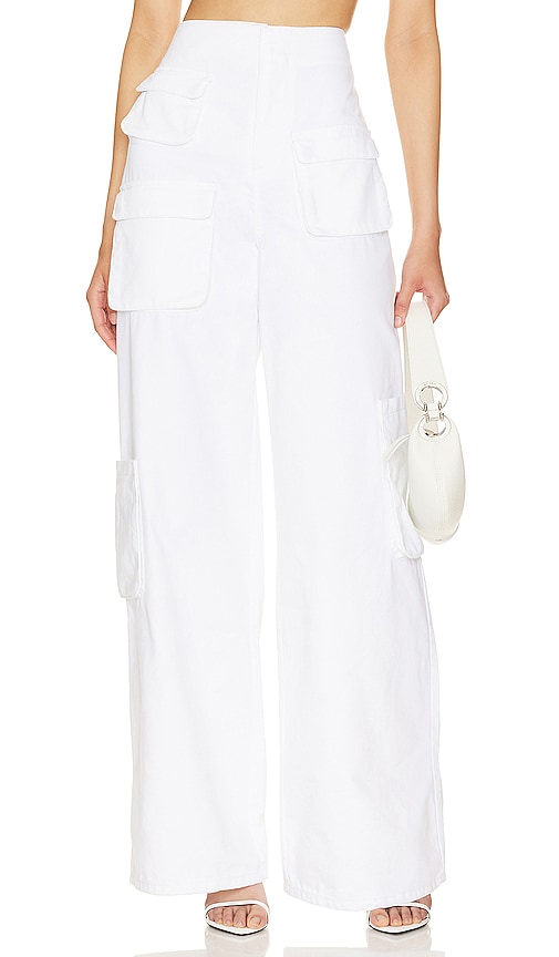 Afrm Maxwell Wide Leg Cargo Trousers In White