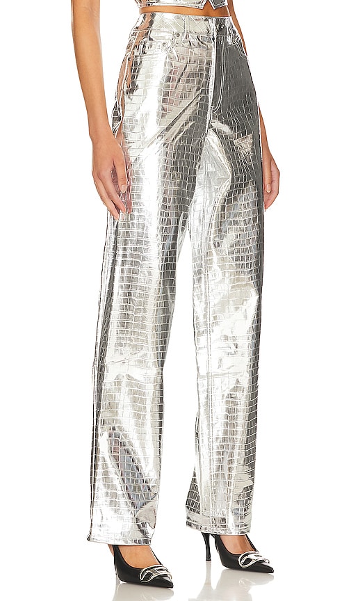 Shop Afrm Marshall Pants In Metallic Silver