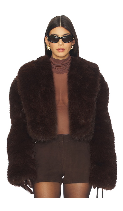 Afrm Stephanie Faux Fur Coat In Brown
