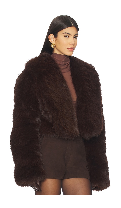 Afrm Stephanie Faux Fur Coat In Brown