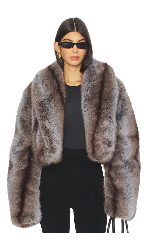 Afrm Stephanie Faux Fur Coat In Brown