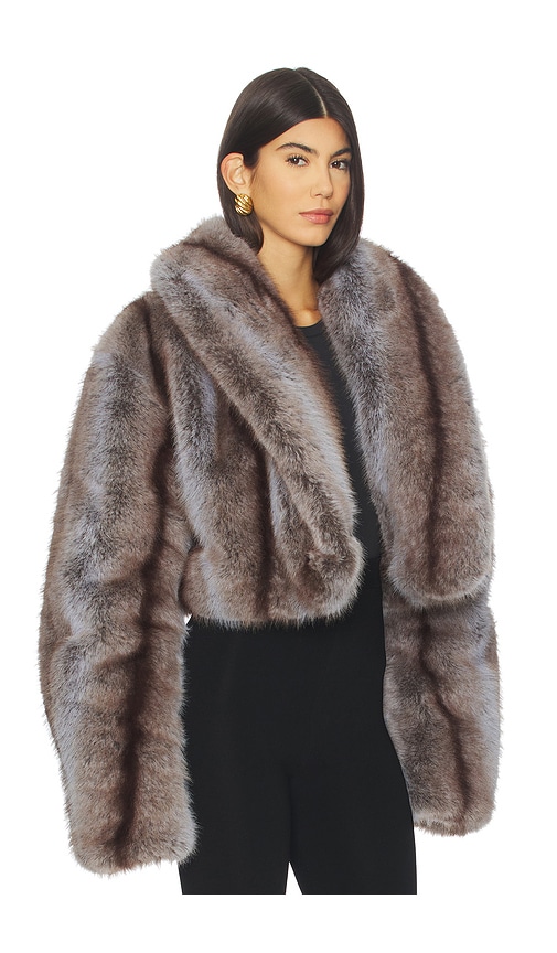 Afrm Stephanie Faux Fur Coat In Brown