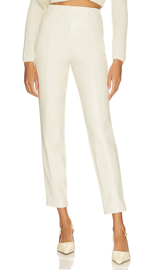 Afrm Simone Faux Leather Trousers In Ivory