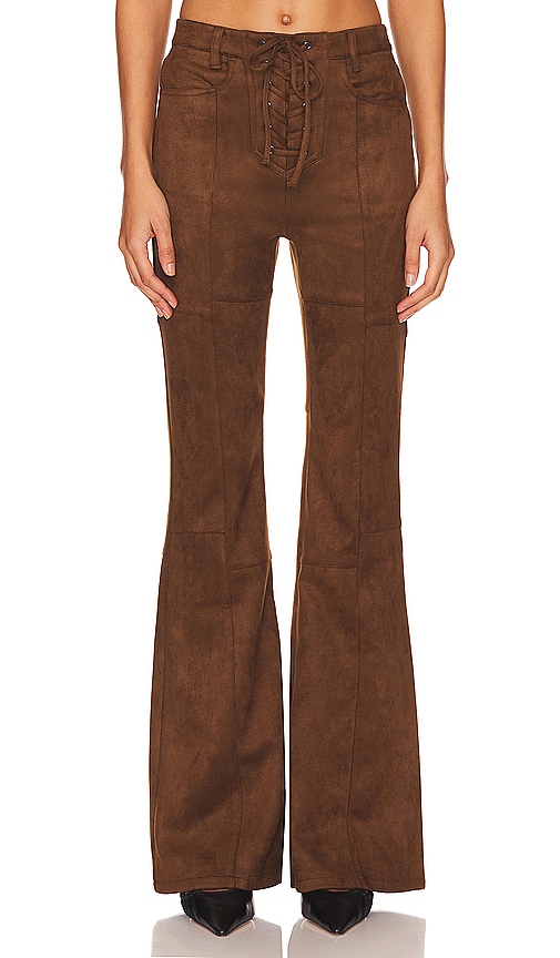 Afrm X Revolve Astrid Trouser In Mocha Brown Suede