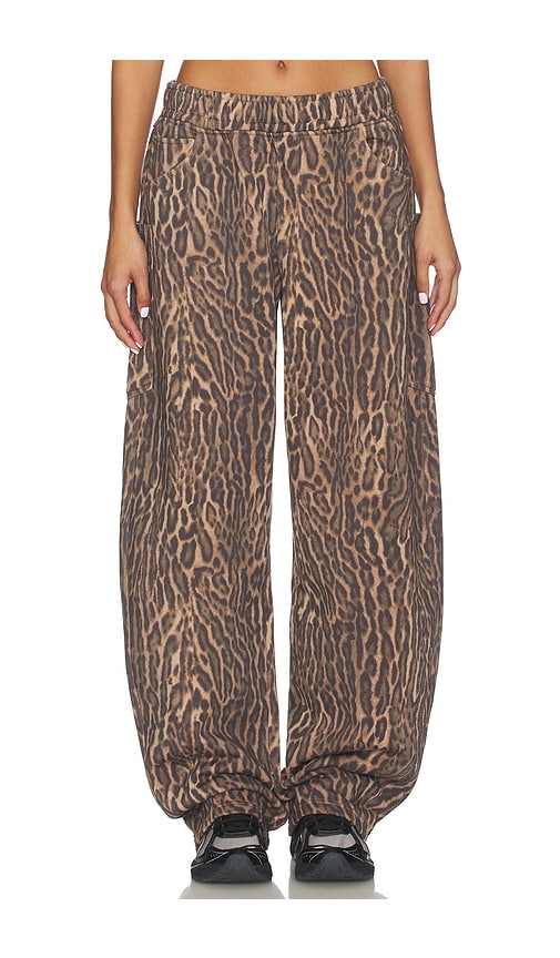 Afrm Rhett Leopard Print Carpenter Jeans In Animal Print