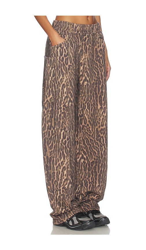 Afrm Rhett Leopard Print Carpenter Jeans In Animal Print