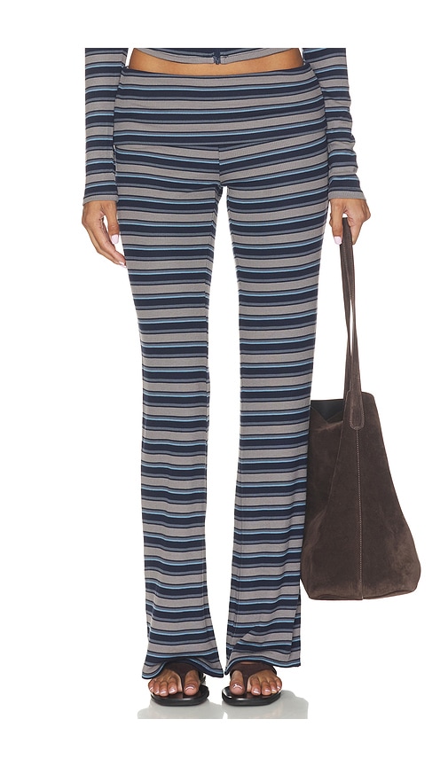 Tatiana Fold Over Pant by AFRM in Slate Stripe