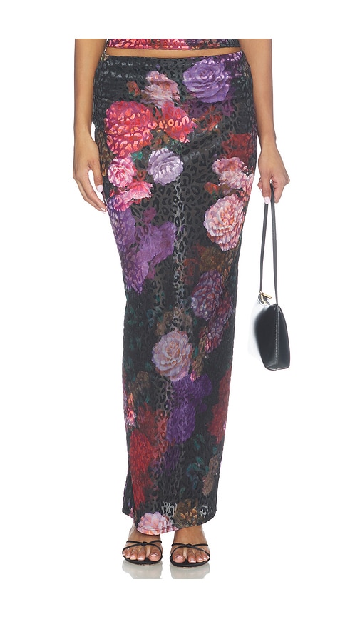 Vanya Burnout Velvet Skirt by AFRM in Violet Roses