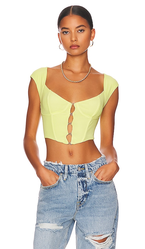 AFRM Myla Corset Crop Top in Sunny Lime