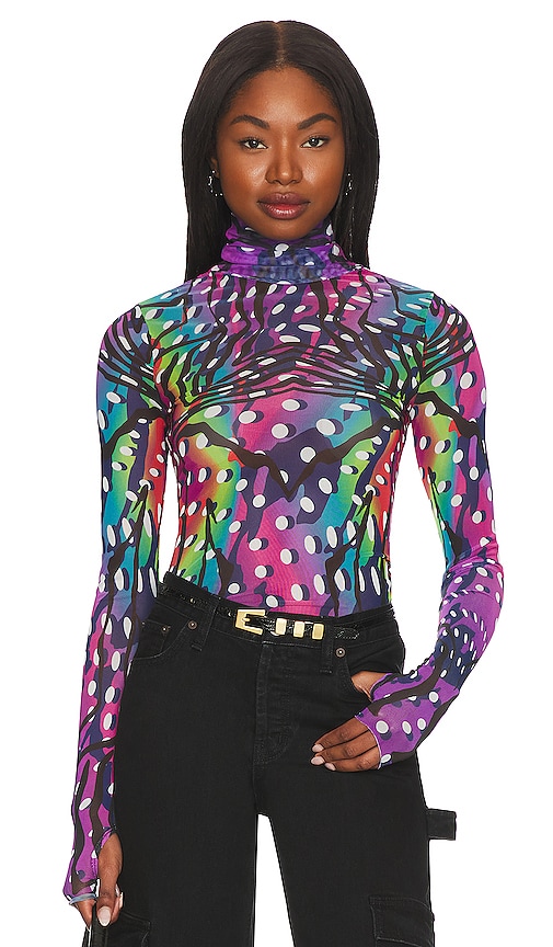 Afrm Zadie Top In Abstract Multi Zebra