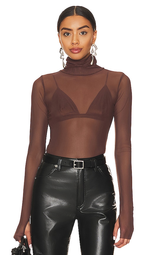 WeWoreWhat Turtle Neck Bodysuit in Umber