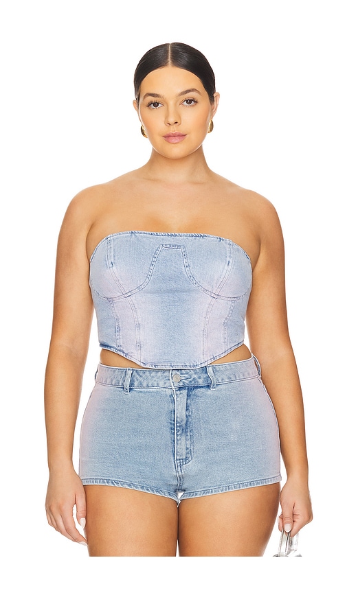 Shop Afrm Reid Bustier In Blue