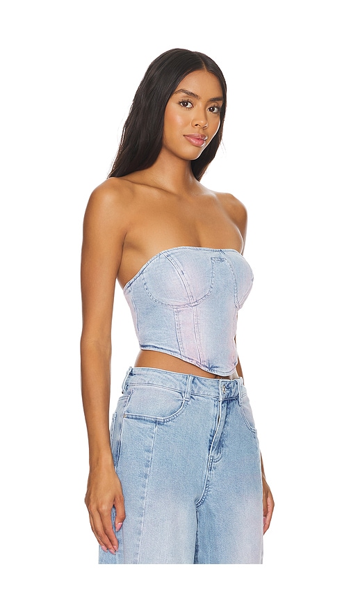  Afrm Reid Bustier In Denim-light. Size Xl. Also In Xxl. 