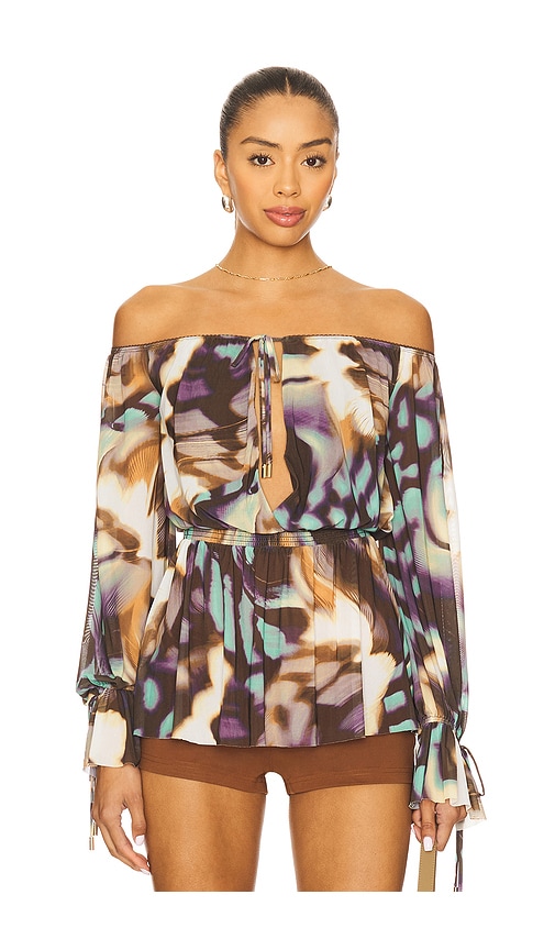 Afrm Gordon Blouse In Brown