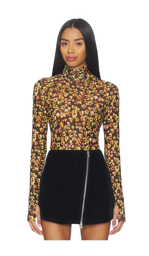 Afrm Zadie Flocked Mesh Top In Yellow