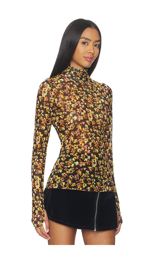 Afrm Zadie Flocked Mesh Top In Yellow