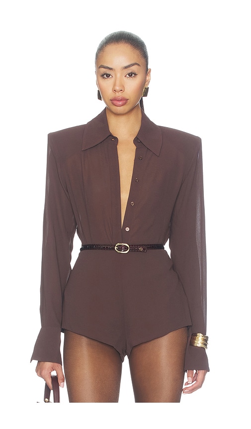 Afrm Caroline Top In Brown