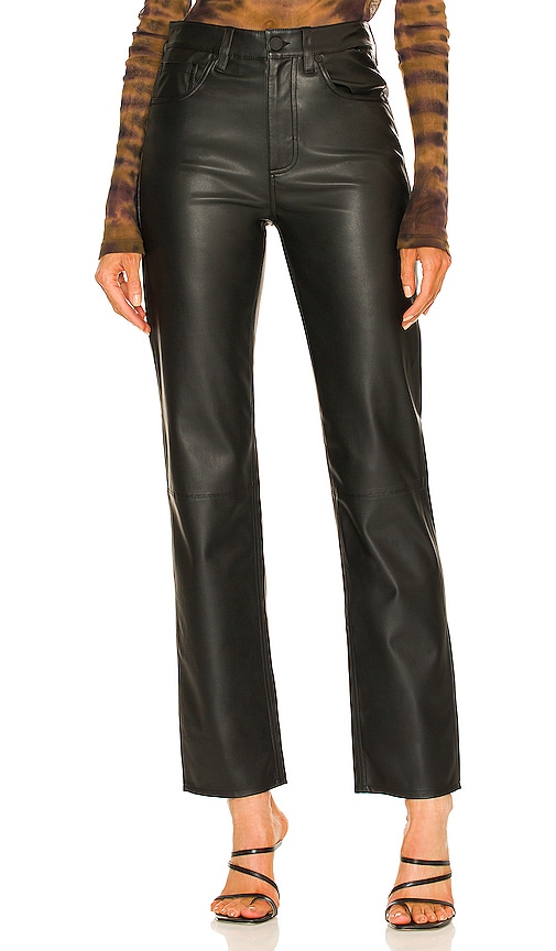 AG Jeans Alexxis Faux Leather Straight in Super Black REVOLVE