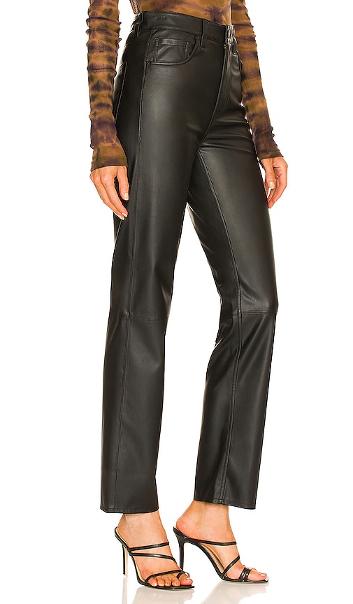 Ag Alexxis Straight Vegan Leather Pants In Super Black