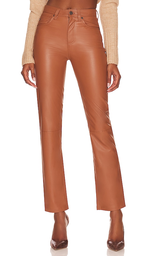 AG Jeans Alexxis Faux Leather Straight in Brown