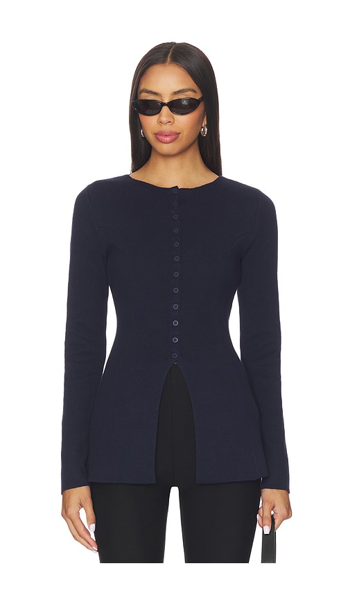 Aligne Daphne Waisted Knit Cardigan In Blue