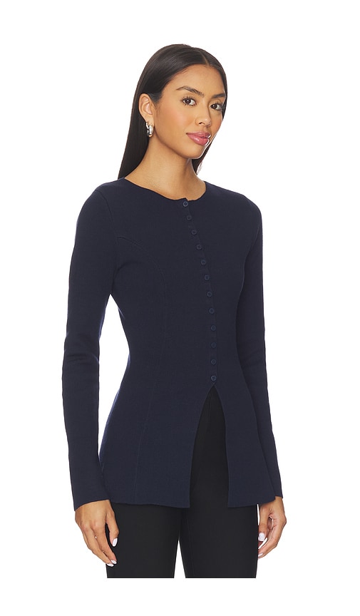 Aligne Daphne Waisted Knit Cardigan In Blue