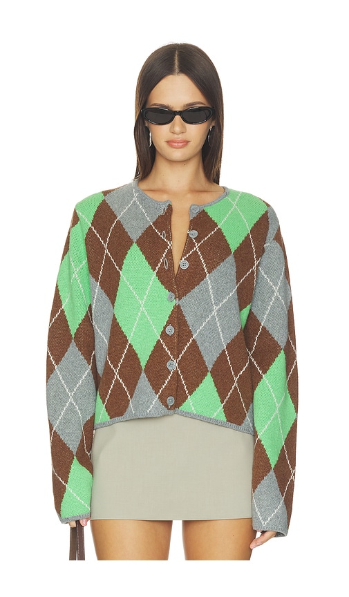 ALIGNE Aggie Merino Argyle Cardigan in Multi. - size XS (also in S, M, L, XL)