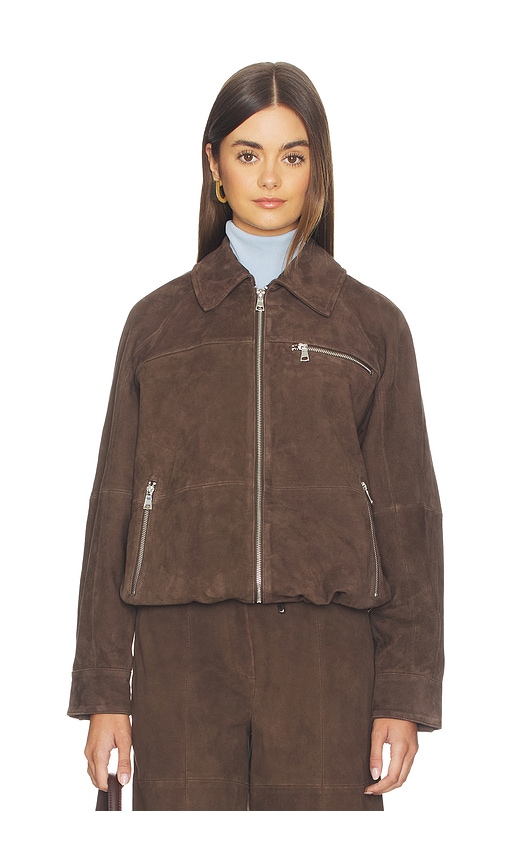 Aligne Alex Suede Bomber Jacket In Brown