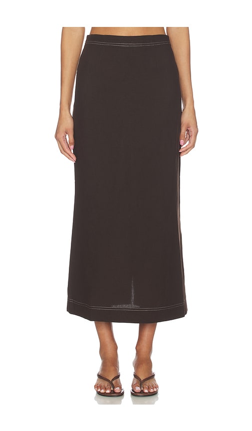 Mia Linen Mix Skirt in Chocolate. - size 8 (also in 4, 0, 2, 6, 10, 12)